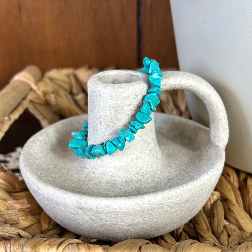 Turquoise Chip Stretch Bracelet Bohemian Gemstone Boho Wristband Natural Stone